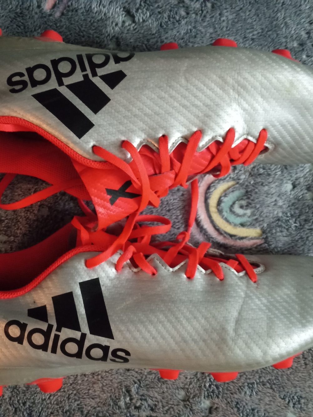 Adidas X Men's Soccer Cleats - Silver with Red - Picture 7 of 7